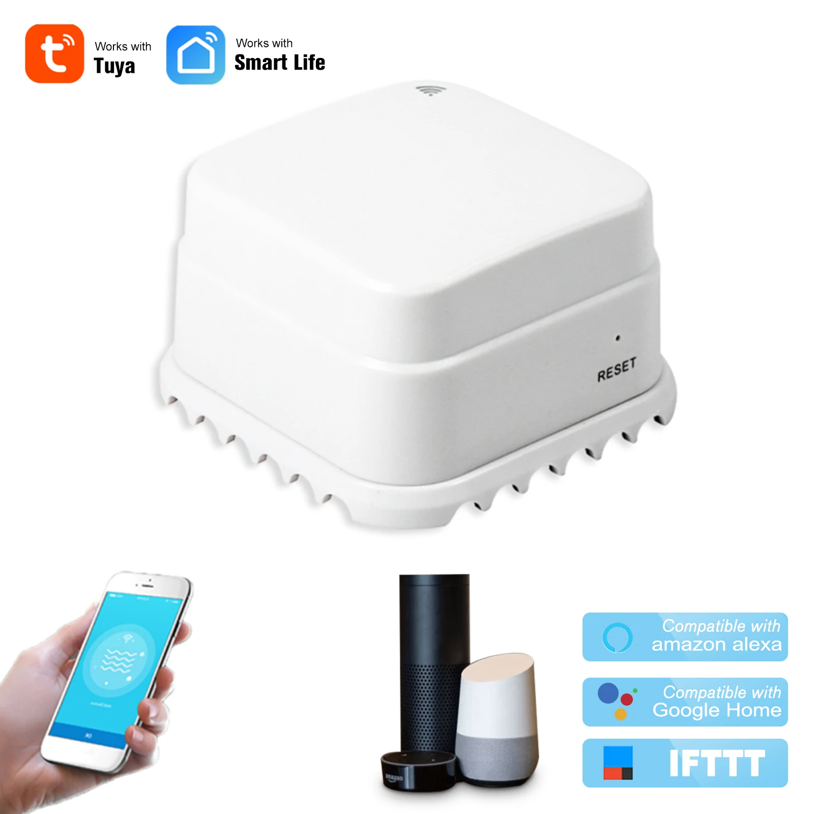 WIFI Water Leak Sensor Leakage Intrusion Siren Detector Alert Level Overflow Alarm Tuya Smart Life Remote Control | Безопасность и