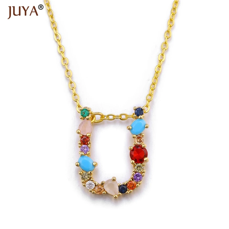 Женская мода очарование золото 26 Алфавит кулон ожерелье s многоцветный Циркон начальные ожерелья с буквой пара имя ожерелье