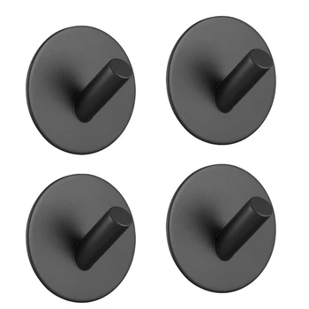 

1PCS Stainless Steel Black Paste Strong Paste Sticker Hooks For Home Bathroom Kitchen Key Towel Hanger Holders