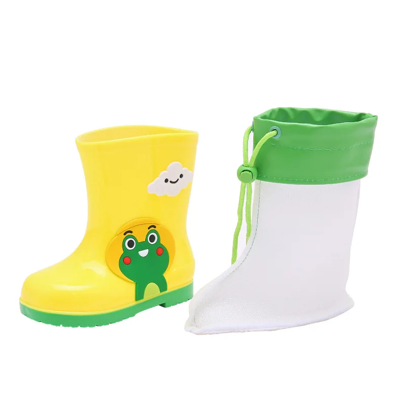 Warm and Waterproof Rainboots for Children Cute Girls Boys Removable Plush Shoe Cover Kids Shoes Outdoor Walking Shoes D03233