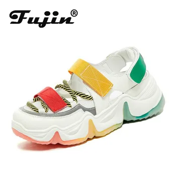 

Fujin Women Sneakers 2020 Spring Summer Sandals Female Rainbow Jelly Platform Fashion Breathable Wedges Causal Women Sandals