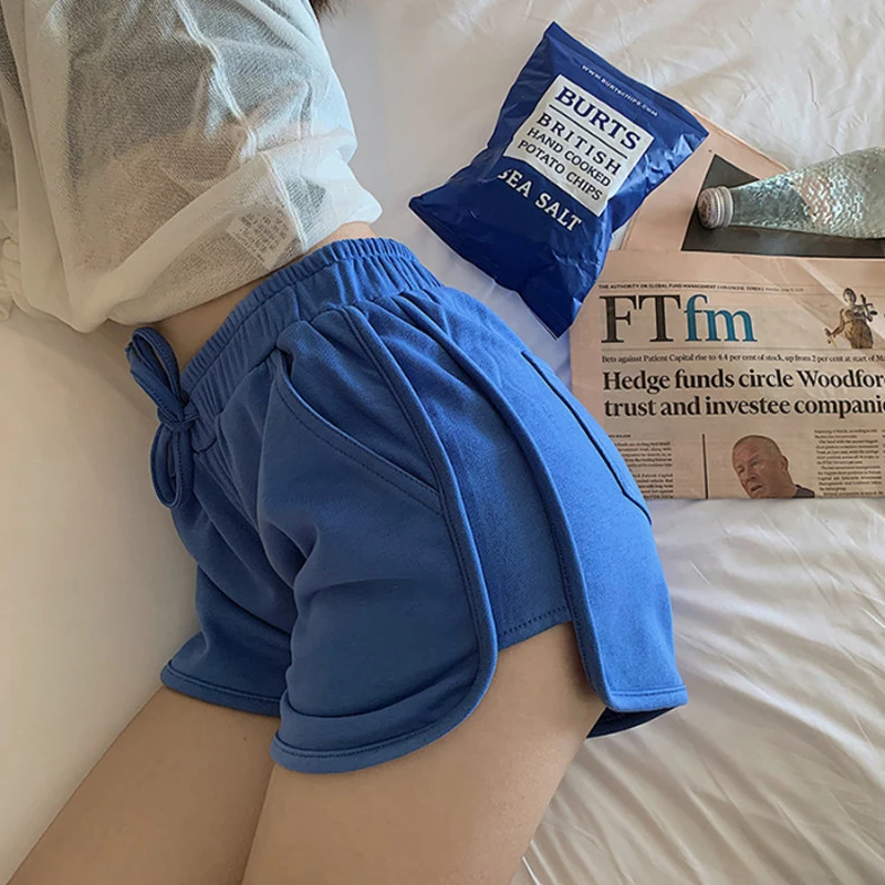 

High Waist Shorts Summer 2020 New Drawstring Elastic Soft Women Shorts for Girls Female Lady Casual Slim Pockets Short Pants