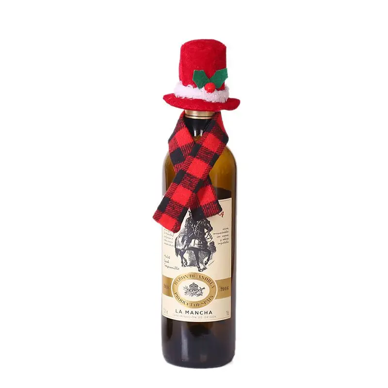 New Christmas Wine Bottle Cover Hat Christmas Decorations Bottle Wrap Scarf Party Decor enfeites de natal 2PC/Set - Цвет: B
