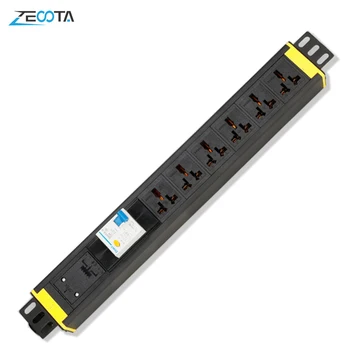 

PDU 16A Power Distribution Unit for Cabinet Network 1U Strip Universal Plug Socket 6 Outlet Leakage Protection No Extension Cord