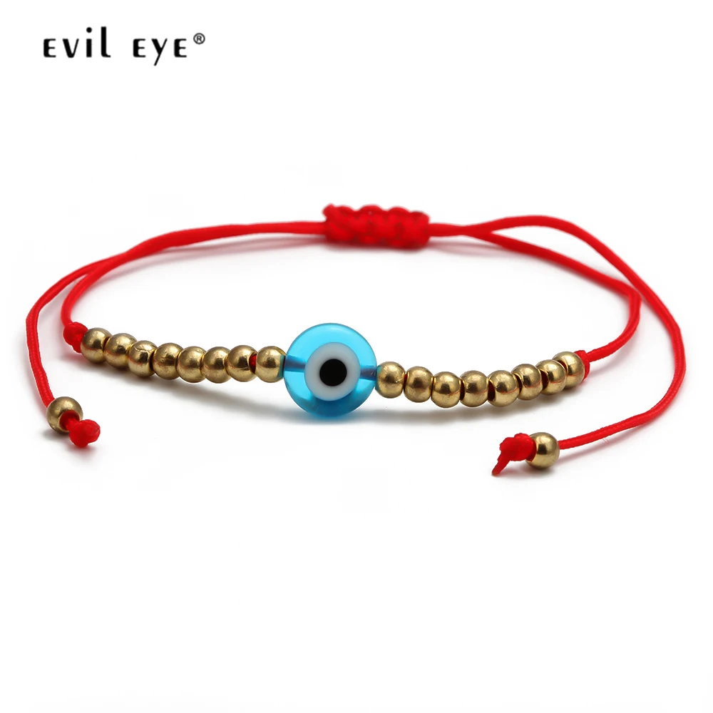 

EVIL EYE Copper Bead Strand Bracelet Braided Red Rope Chain Blue Turkish Eye Bracelet Adjustable Jewelry for Women Men EY6478