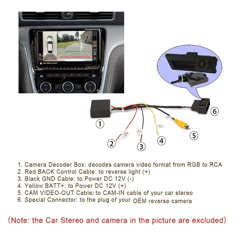 RGB to (RCA) AV CVBS Signal Converter Decoder Box Adapter for Factory Rear View Camera Tiguan Golf 6 Passat CC | Автомобили и