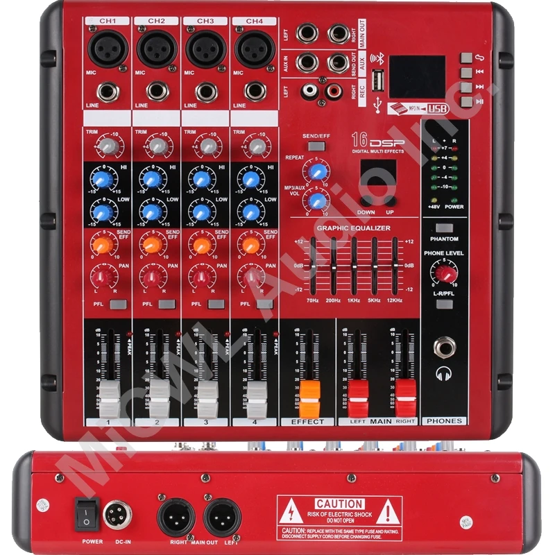 Red color EFX4 4 Channel Bluetooth Mixer Sound