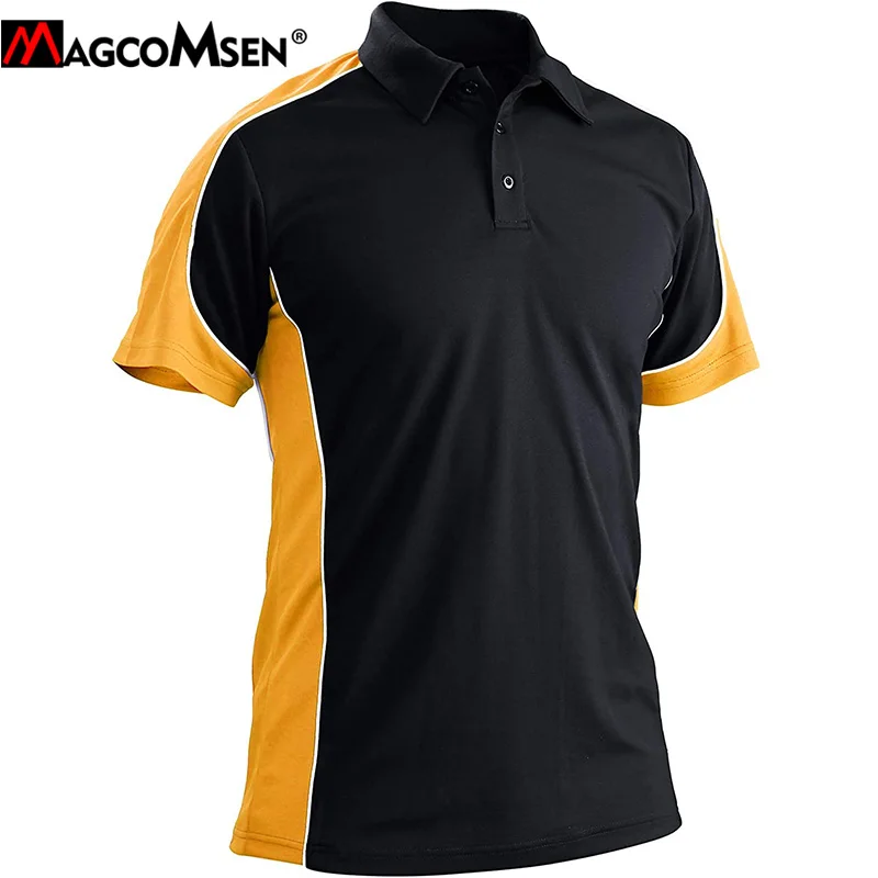 Magcomsen polo polo dos homens de manga curta camisa polo verão secagem rápida esporte polo contraste cor t casual pique camisa tshirt golfe topos