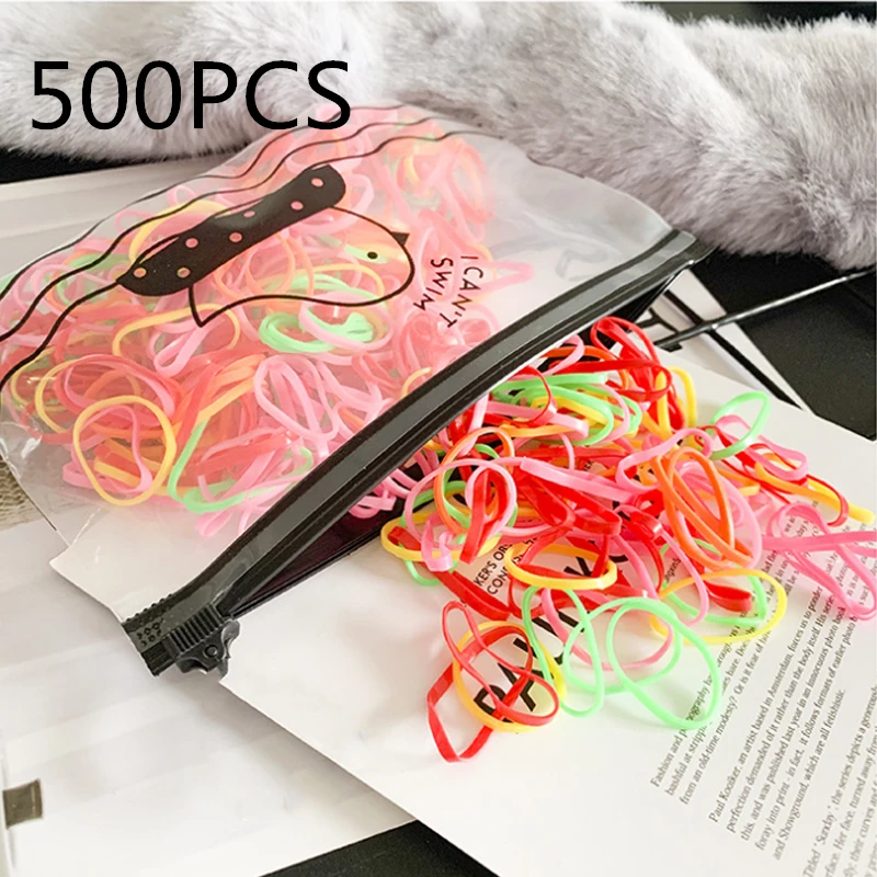 500/1000 сумка, держатель для хвоста, эластичные резинки для волос для малышей, резинки, одноразовые резинки, резинки, аксессуары для девочек, повязка на голову - Цвет: BKD3