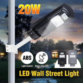 

20W Solar Power LED Wall Street Light Outdoor Lighting Waterproof Light control+Radar sensor Lamps for Outdoor Garden Courtyard