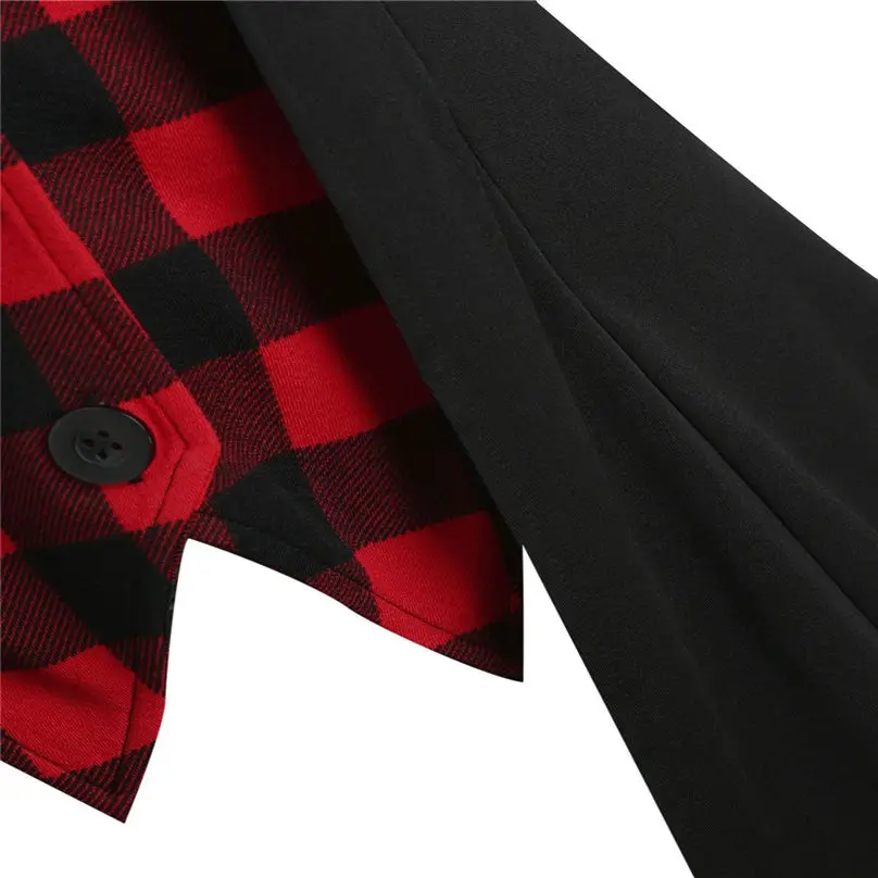 New Fashion Women Blouse Halloween Gothic Cloak Plus Size Tunic Checked Print Panel Button T Shirt футболка женская 3A28 (10)