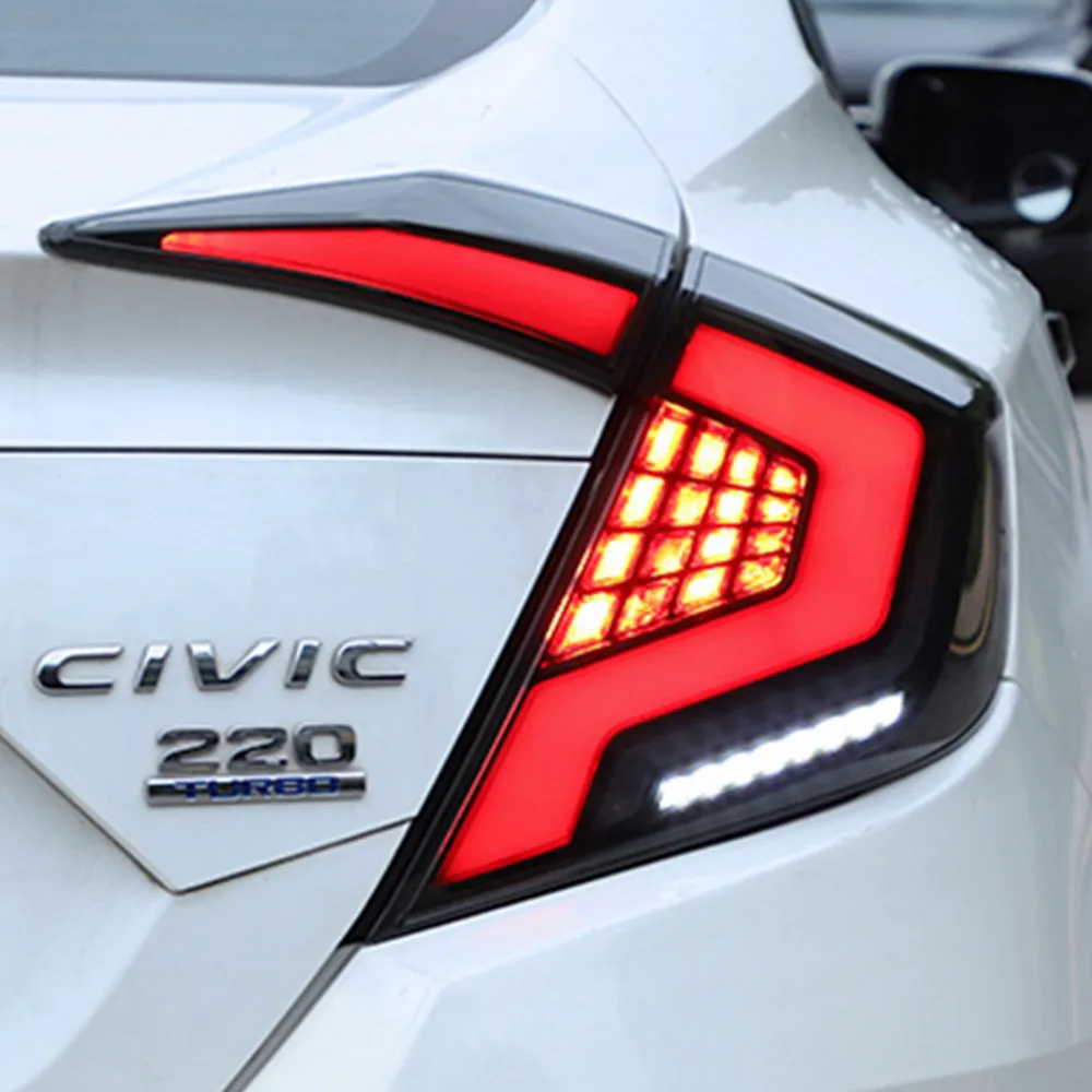 2 шт. для Honda Civic задний фонарь Civic светодиодный задний фонарь DRL светодиодный динамический сигнал тормоза заднего хода аксессуары - Цвет: Black  Cover