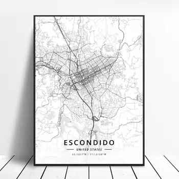 

Escondido Garden Grove Joliet Kailua Oceanside Stockton Unitedstates Map Canvas Art Poster