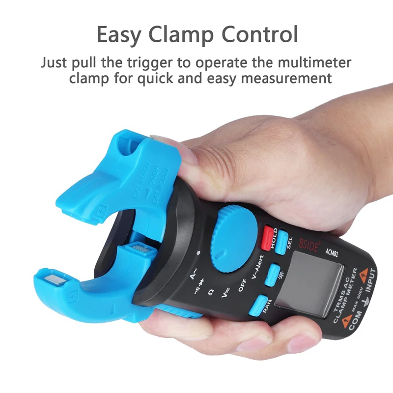 

ACM81 AC Clamp Meter Mini Digital Multimeter 1mA True RMS Auto Range Current Test Diode Tester with Back Clip PUO88