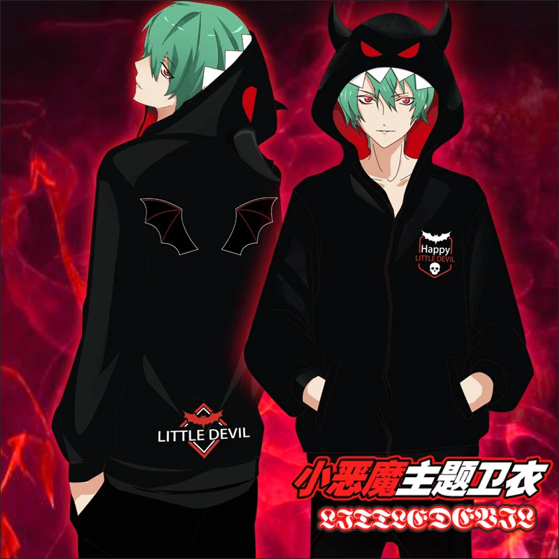 

Anime little devil Japanese Cute Couple Home coat Autumn Winter Fashion Casual Hooded Sweatshirt Jackets Hoodie Coat Outerwear