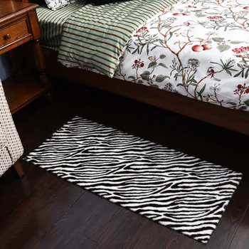 

Soft Faux Fur Rug Rectangular Zebra Pattern Floor Mat Foot Pad Chair Cover Furry Fluffy Bedroom Living Home Room Carpet