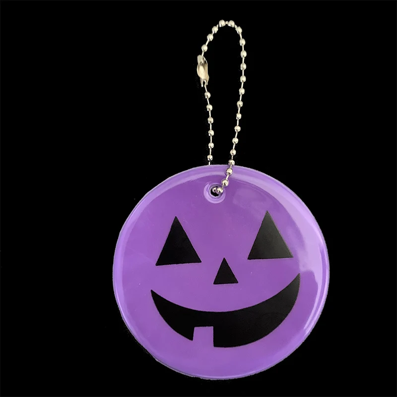 prurple 50 шт. Хэллоуин Тыква шаблон светоотражающий брелок подвесные аксессуары для сумок для visibile безопасности использования сумка орнамент - Название цвета: prurple