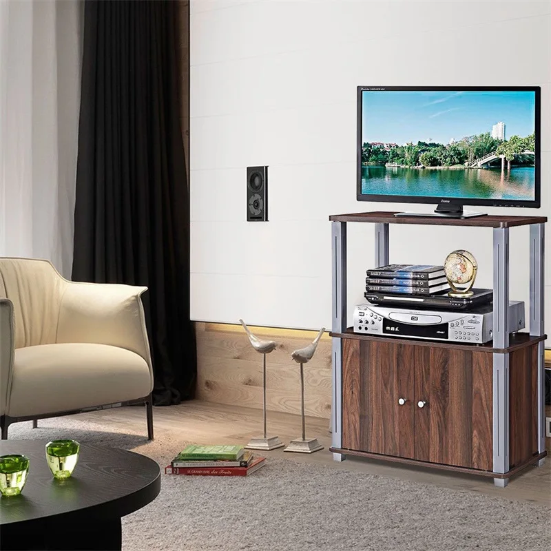 

TV Stand Component Console Display Rack with Storage Cabinet LCD/LED Flat TVs MDF Material and Durable Plastic Legs