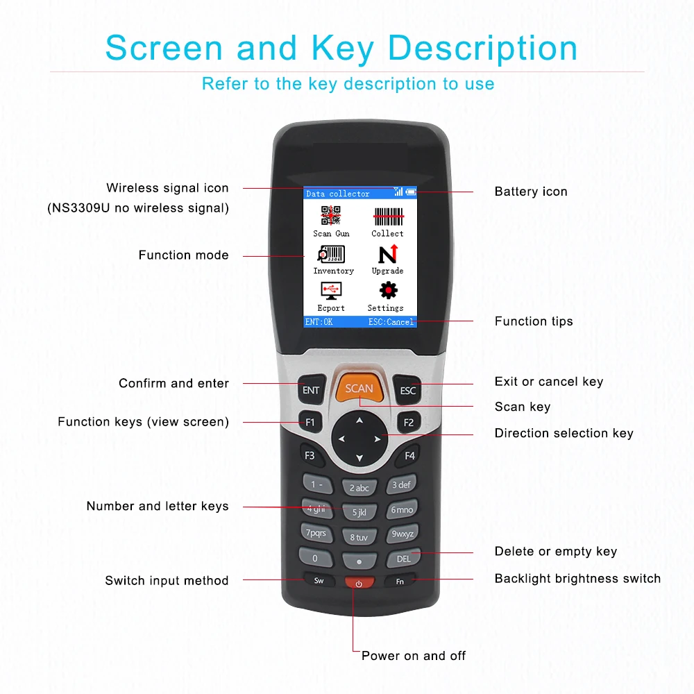 portable document scanner PDA Bar Code Reader Inventory Barcode Counter Data Collector 1D 2.4G Wireless  Laser CCD Barcode Inventory Scanner for Warehouse reflecta scanner