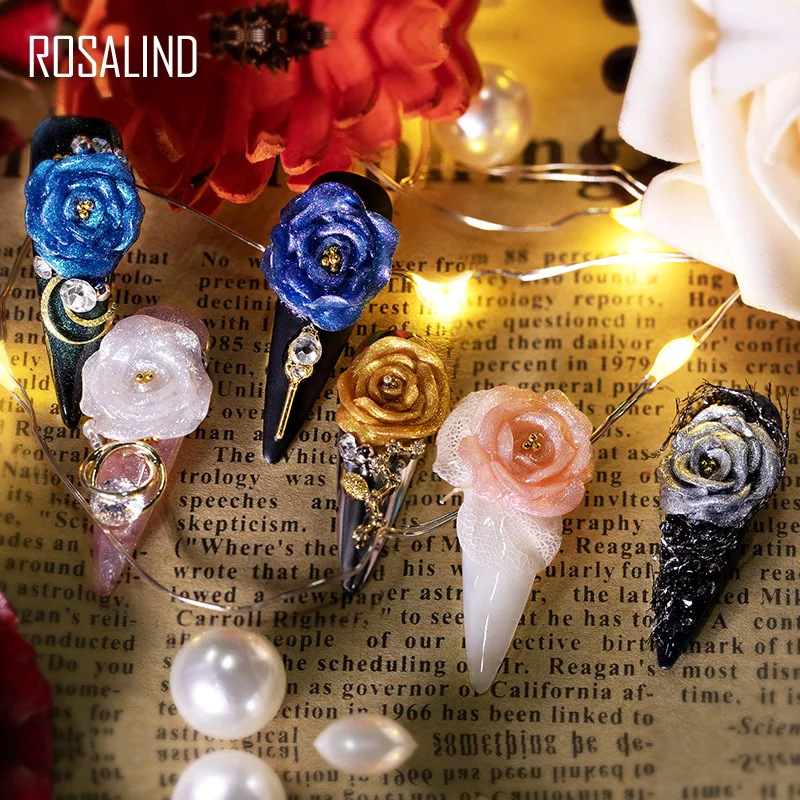 Гель лак для ногтей ROSALIND с блестками полуперманентный растворимый нейл арта