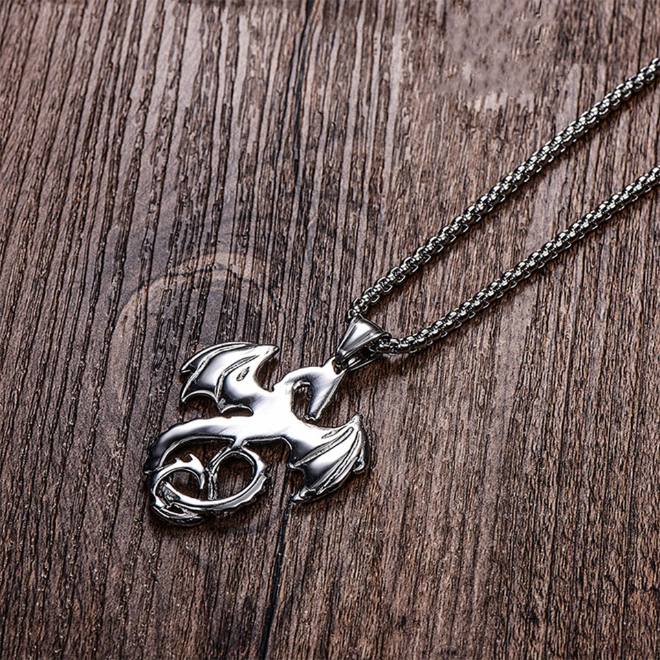 Dragon Pendant Necklace Men Hip-Hop Rock Street Culture Titanium Stainless Steel Gold Chain Necklace Fashion Man Jewelry Gift