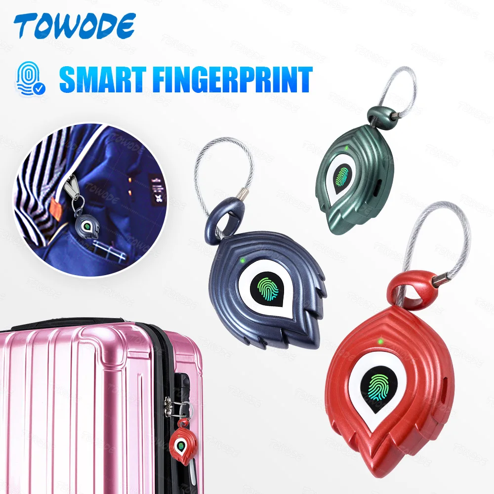 Towode Smart Fingerprint Lock Waterproof Mini Biometric Keyless USB Rechargeable Padlock Password Chip Anti heft Luggage bag box