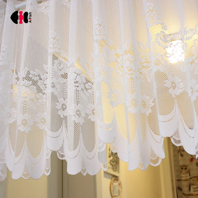 1 Piece Rod Pocket Lace Mesh Short Curtains For Kitchen Door Closet Wardrobe Balcony Small Window Cafes Tie Valance Qt030c Curtains Aliexpress