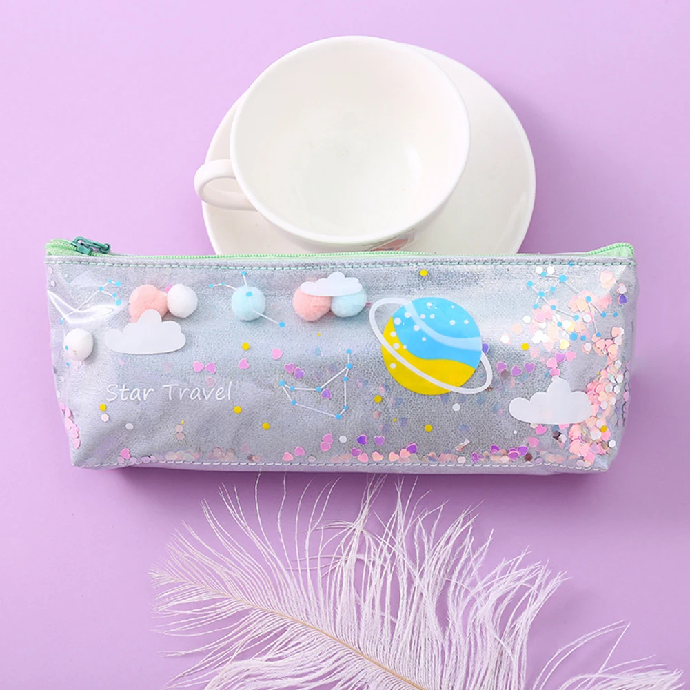 Simple Transparent Mesh Pencil Pouch Office School Pen Case Bag Nylon Zipper Pencil Bag Stationery Kawaii Bag