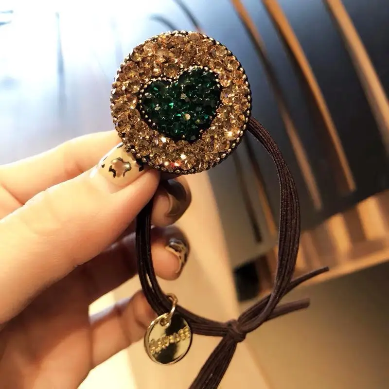 1 шт. в Корейском стиле Ins Wind Full Diamond Love эластичные резинки для волос для девочек женские аксессуары для волос модные элегантные головные уборы - Цвет: A4