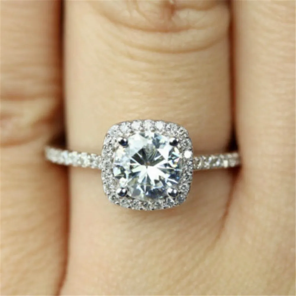 Romantic Vow Sincere Commitment Engagement Rings Exquisite White Drill Fashion Rings Women Wedding Trendy Jewelry Best Gifts