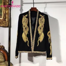 Королевский стиль мужской пиджак Змеиный бисер заклепки Жених Свадебная вечеринка смокинг костюм приталенный короткий клубный сценический костюм Блейзер