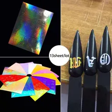 13 шт. голографическое искусство ногтей наклейки алфавит лента с буквами клейкая пленка DIY украшения белый черный Золотой акриловый гвозди инструмент