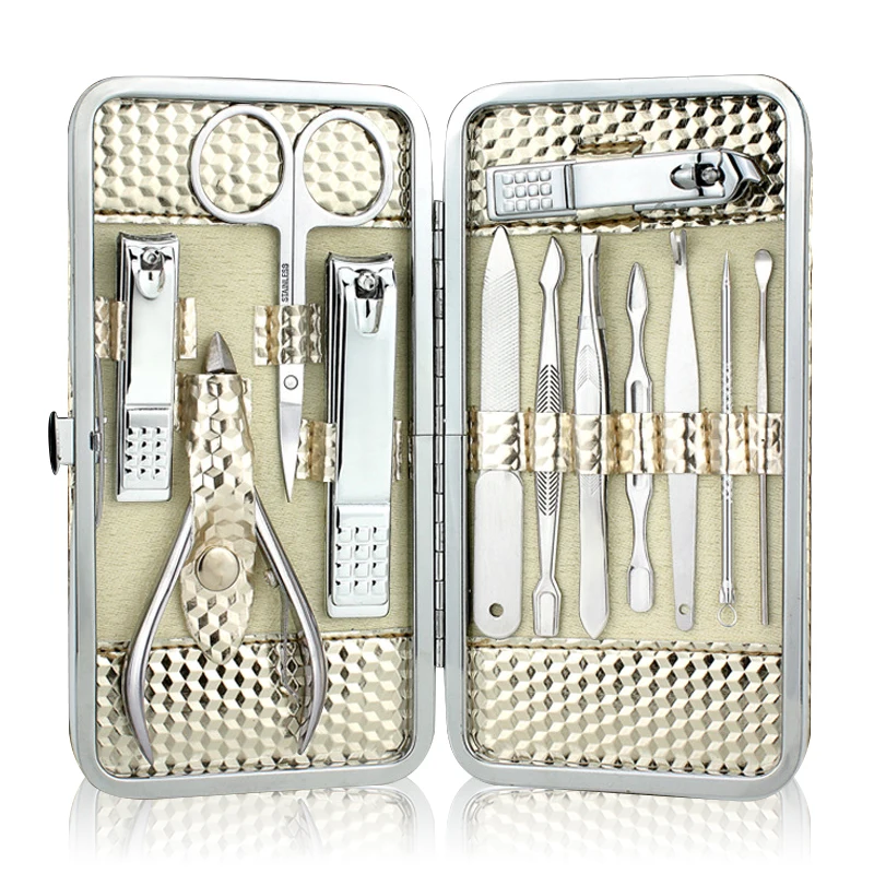 12pcs Professional Nail Clippers Manicure Set High Quality Stainless