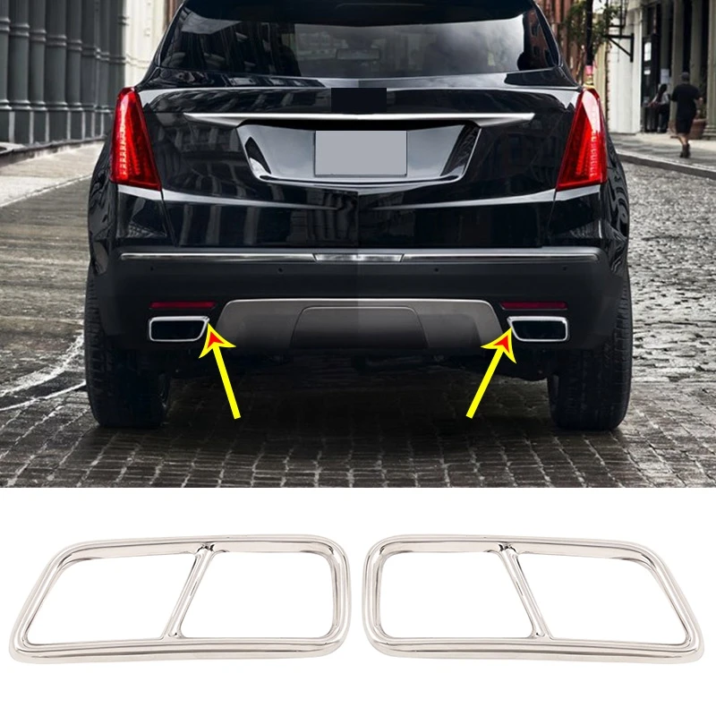 2 шт. хромированная выхлопная труба из нержавеющей стали для Cadillac Xt5 Xt4 глушитель крышка аксессуары