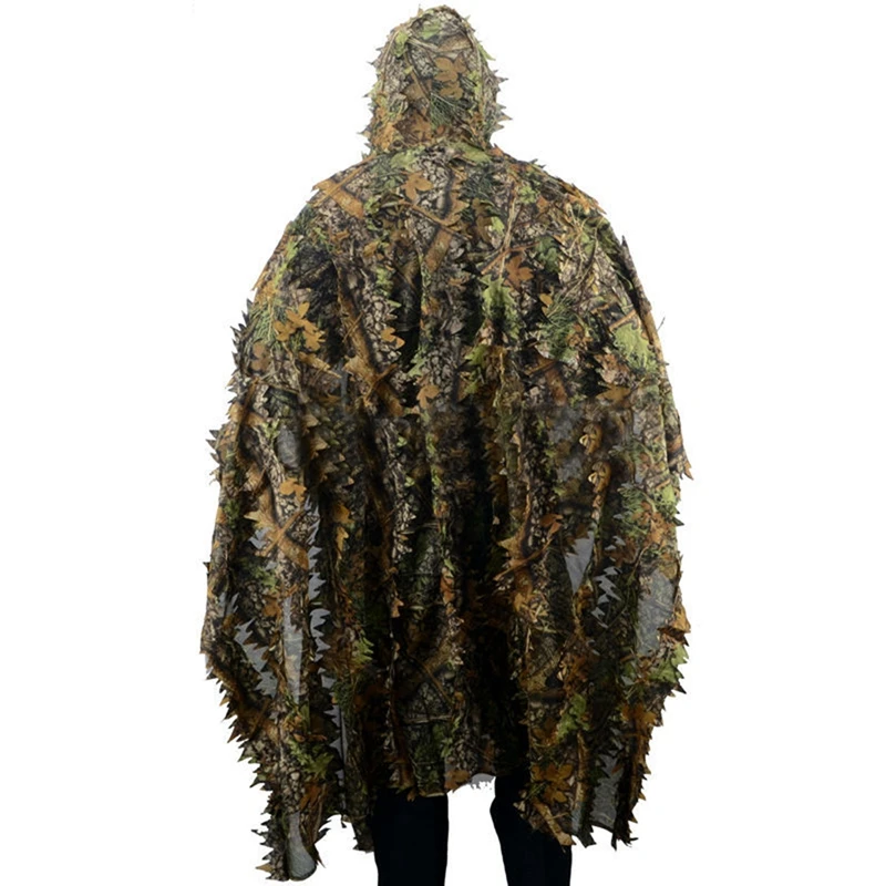 

Camo 3D Leaf cloak Yowie Ghillie Breathable Open Poncho Type Camouflage Birdwatching Poncho Sniper Suit