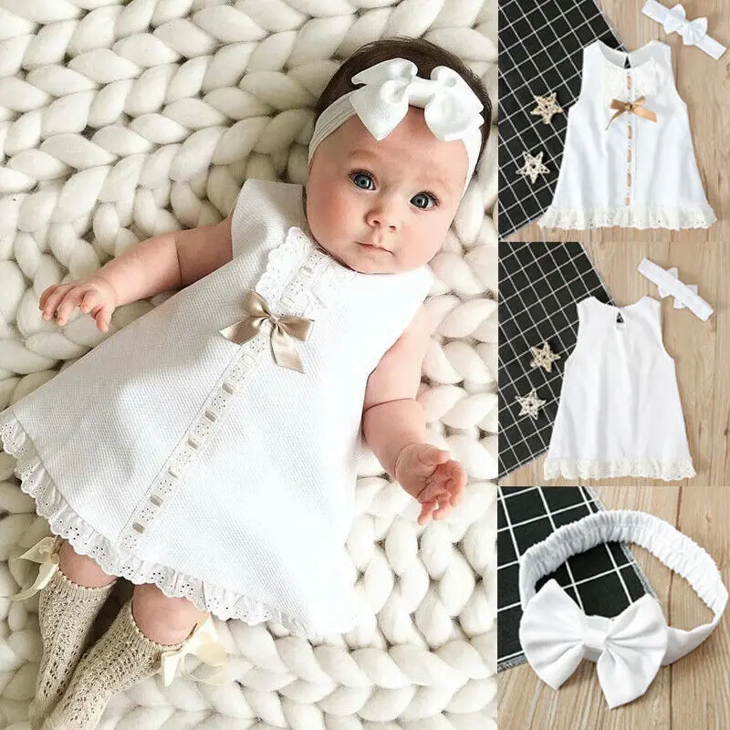

Newborn Infant Baby Girl White Princess Lace Romper Dress Clothes Outfit Sets