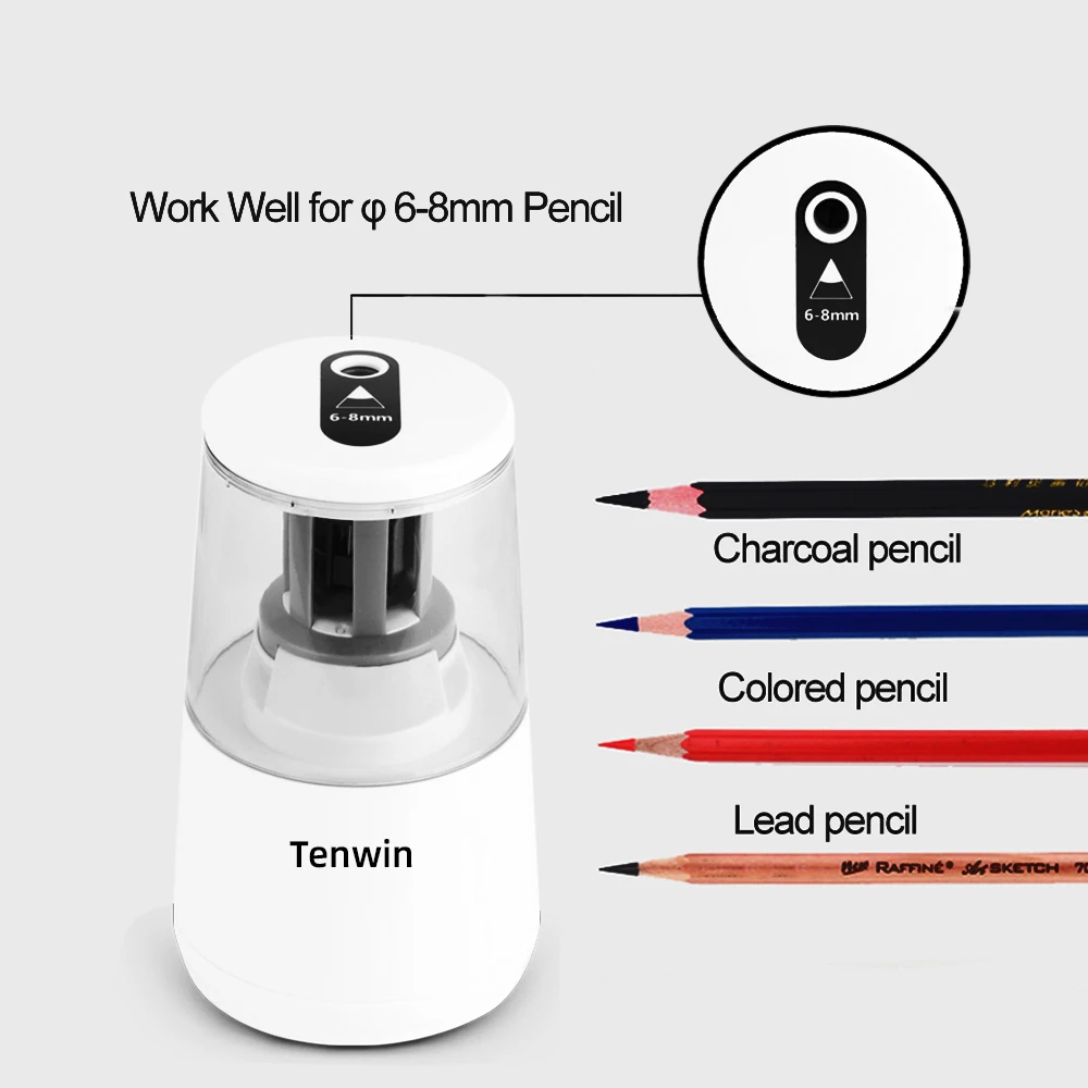 Sharpener resistente, Papelaria mecânica com bateria de contêiner, USB, Ten Win