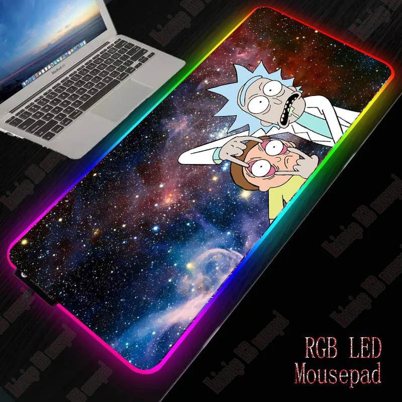 XGZ Рик и Морти красочный игровой RGB светодиодный светильник мышь с подсветкой Коврик для компьютерной мыши Аниме большой коврик для мыши Клавиатура Настольный коврик