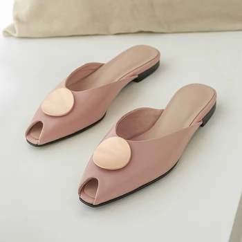 

Women Slippers Mules Shoes peep Toe Women Slippers Slip on Low Heel Summer Spring Shoes Casual Outdoor
