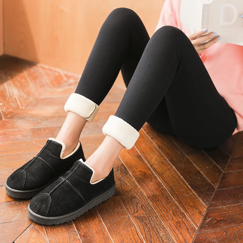 Black warm pants winter skinny thick velvet casual wool fleece Trousers Lambskin Cashmere Pants For Women leggings