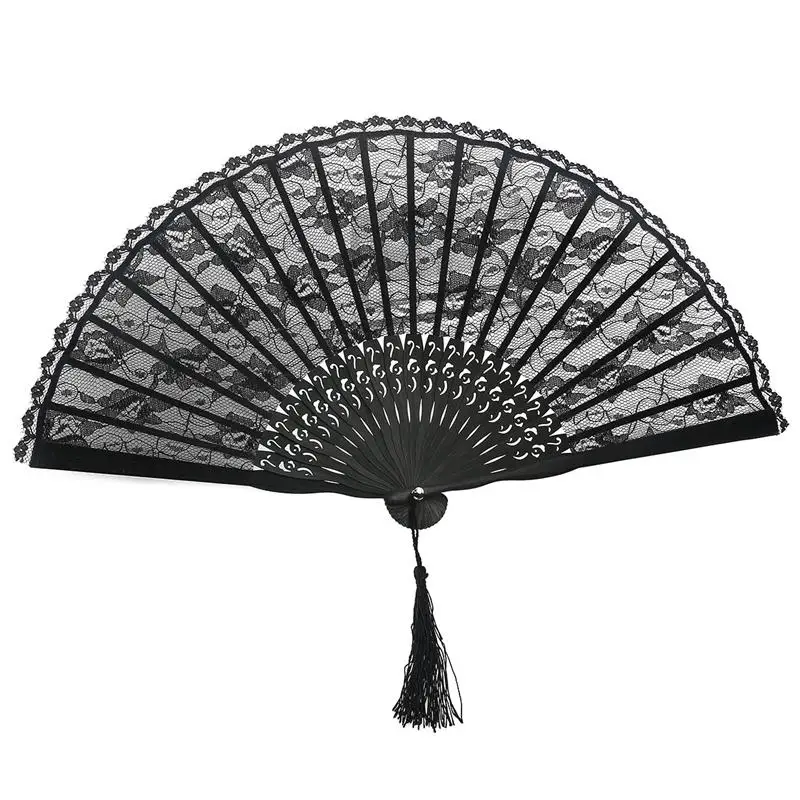 Hand Fan Spanish Victorian For Wedding Party Favor Fancy Dress Double Layer Lace Japanese Folding