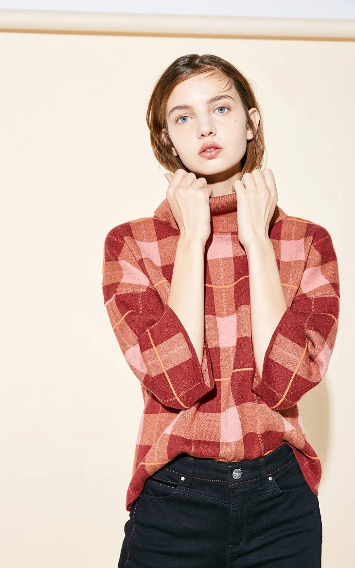 Vero Moda женский клетчатый свитер с высоким воротником и рукавом три четверти | 318313517