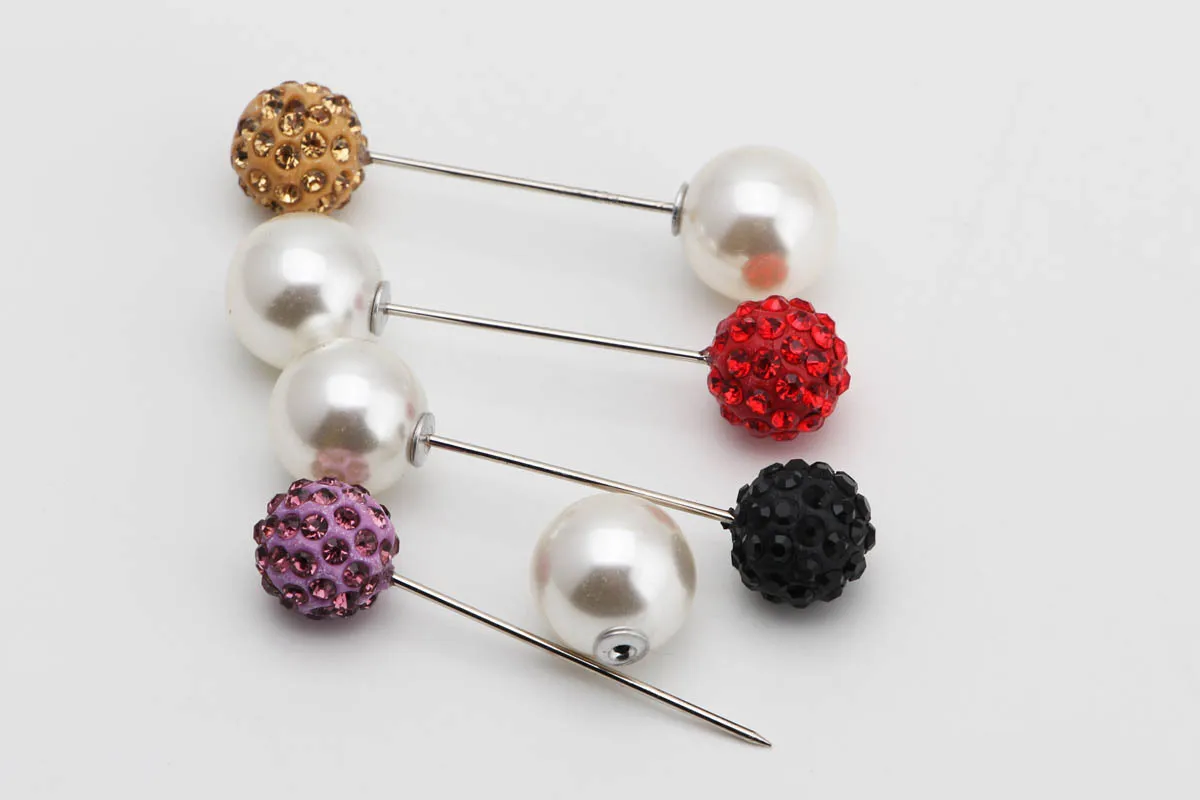 South Korea Crystal Pearl Brooch Women's Corsage Sweater Brooch Decoration Pin Autumn And Winter Coat Collar Pin Accessories
