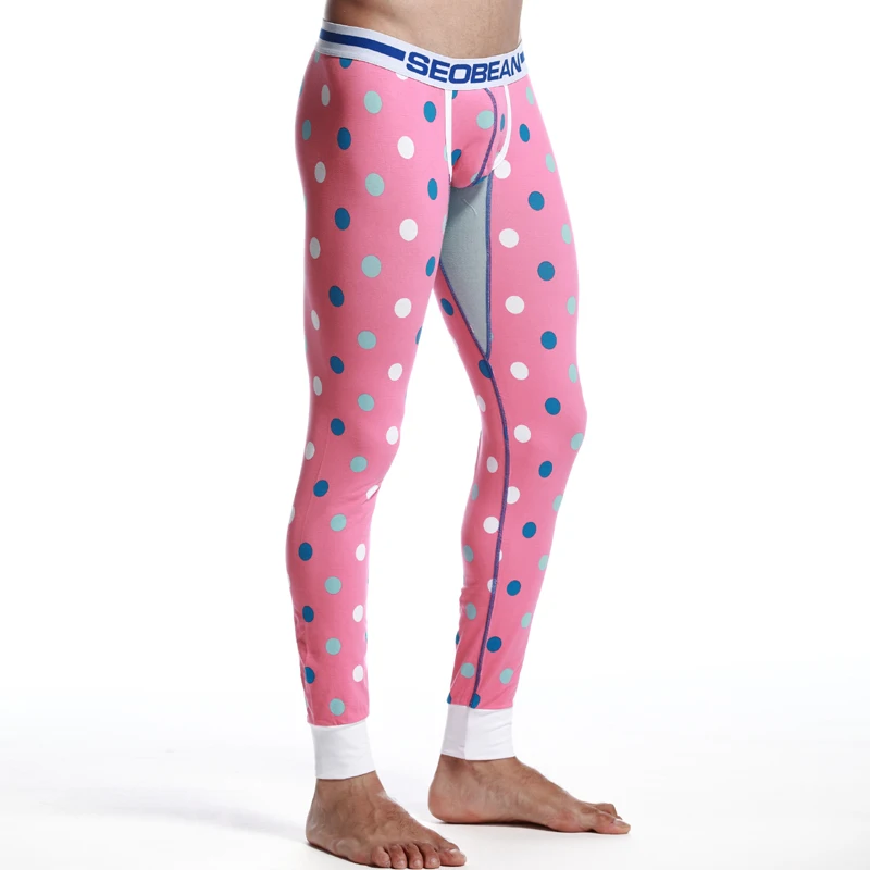 Skup SEOBEAN męska bielizna termiczna bawełniana w kratę legginsy kalesony rajstopy cieplejsze spodnie odzież zimowa spodnie do spania