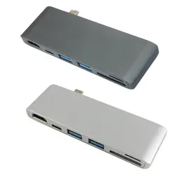 Батареи для замены ноутбуки MacBook Тип-C отложным воротником hd-конвертер 6-в-1 4K x 2k Hub адаптер устройство для чтения карт SD TF