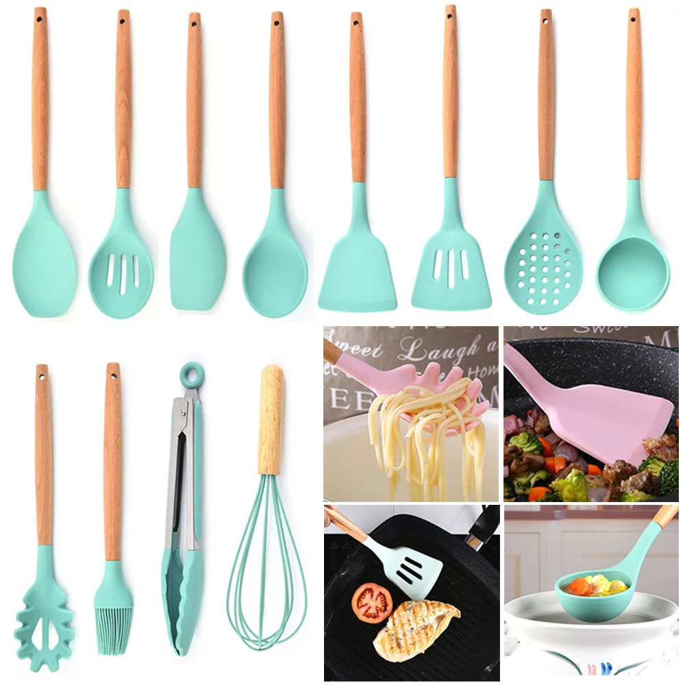 

13pcs Large Silicone Kitchen Gadgets Device Accessories Set Kitchenware Non-Stick Cooking Utensils Baking Tools With Storage Box