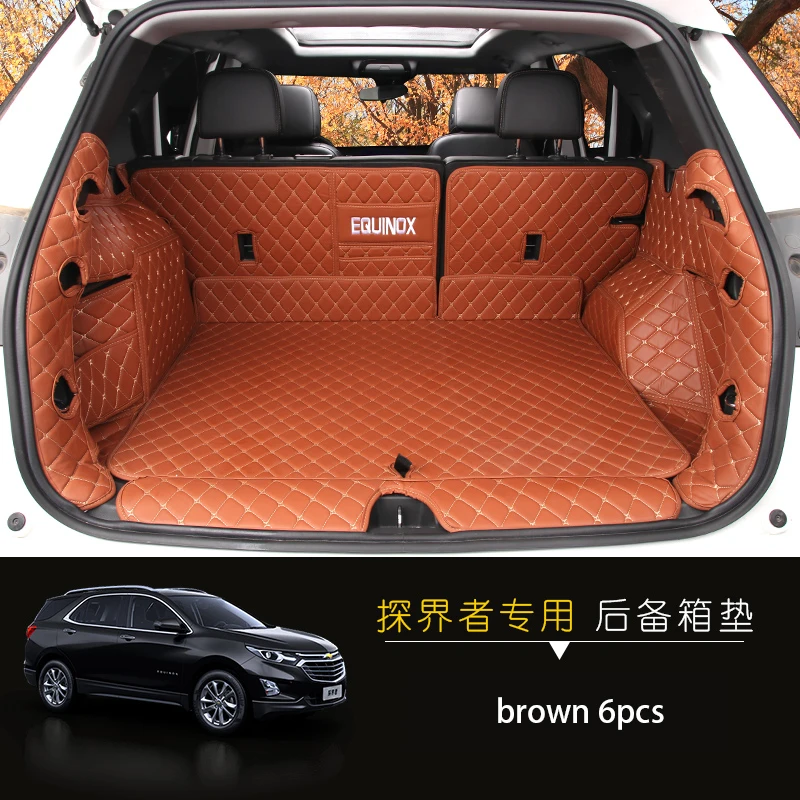 brown 6pcs Trunk pad tail box pad full enclosure modification Interior decoration car AccessoriesFor Chevrolet Equinox - Цвет: brown 6pcs
