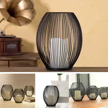 

Hollow Candle Holder Iron Candle Holder Black Coffee Table Geometric Shapes Decoration Living Room Activity Candle Holder