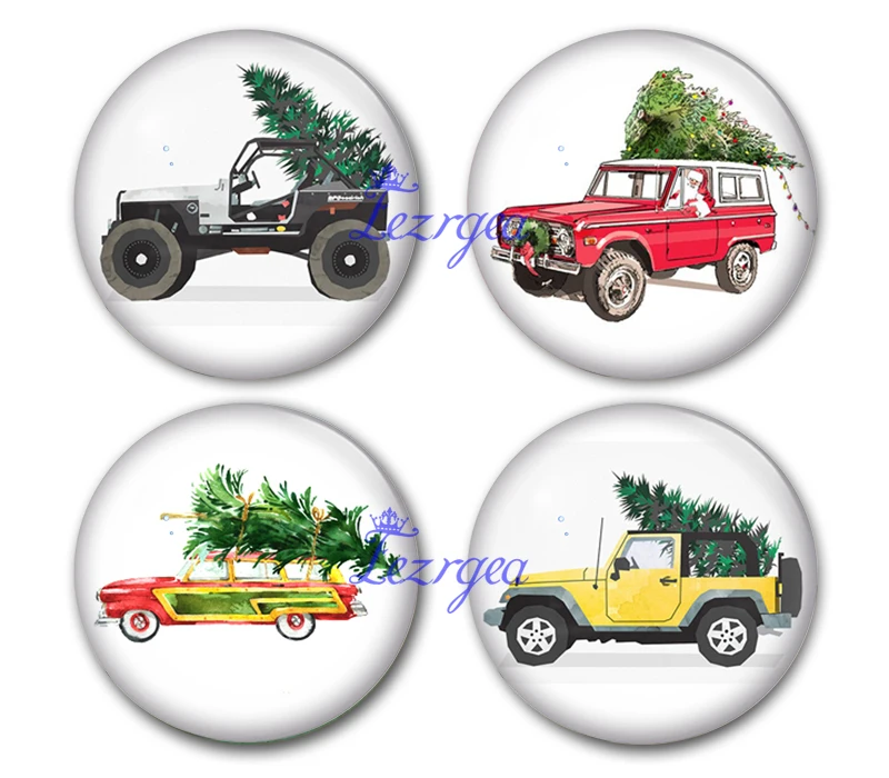 

Christmas Car glass cabochon, Christmas delivery Round photo glass cabochon demo flat back Making findings
