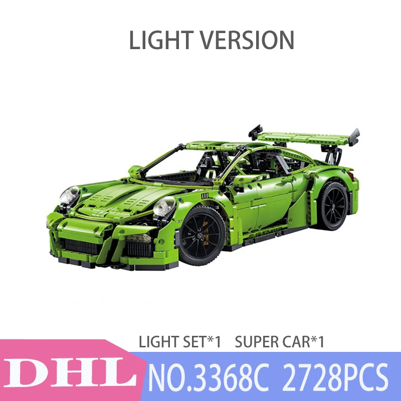 Technic Car Series Supercar Bugattis модель строительные блоки Наборы кубиков детские игрушки, совместимые с IegoSet 42083 подарки в сборе - Цвет: WITH LIGHT